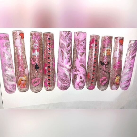 Hand crafted custom10pc acrylic press on nails sz large - Picture 6 of 7